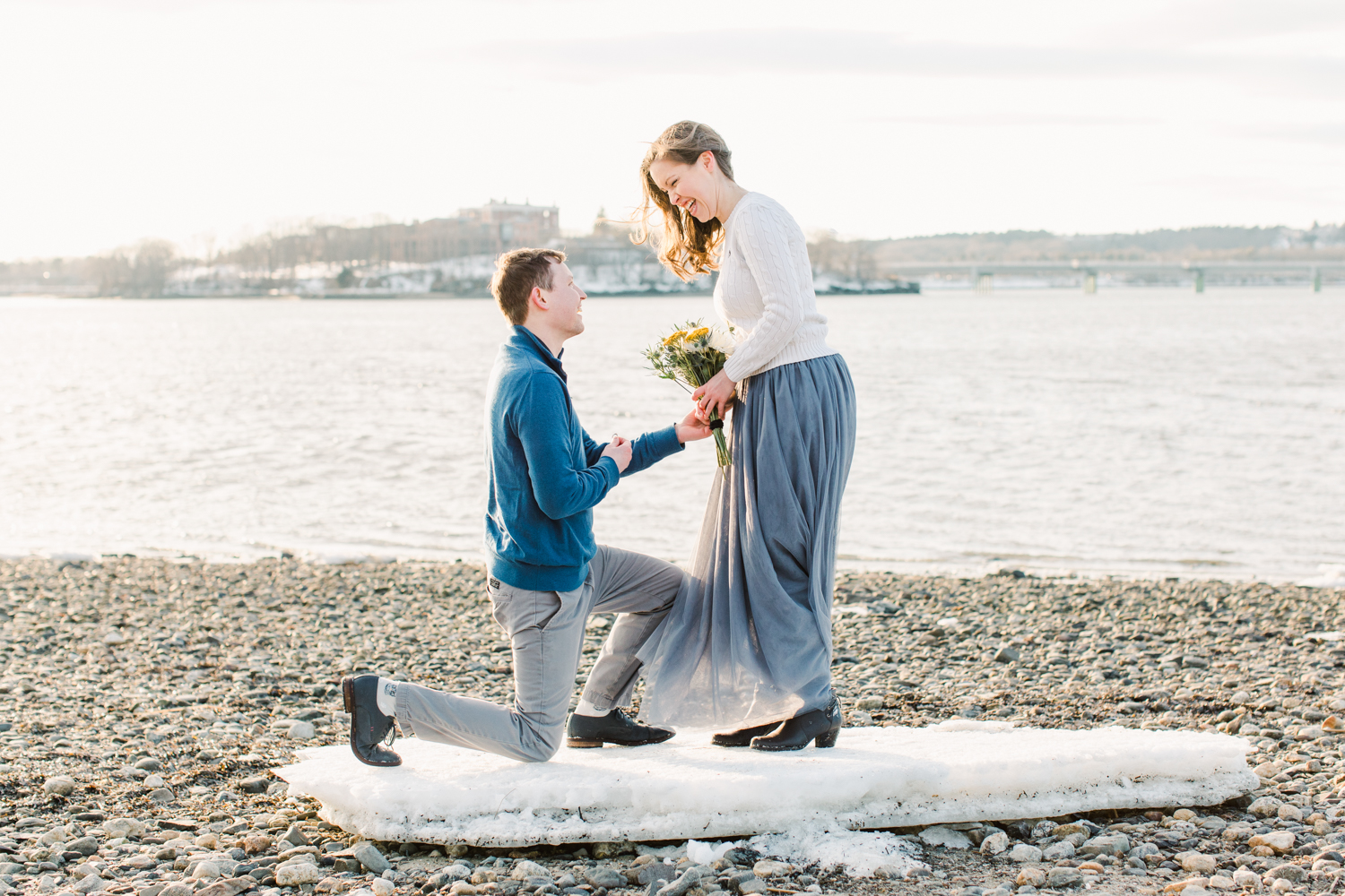 Mackworth Island Proposal Maine Engagement Photography